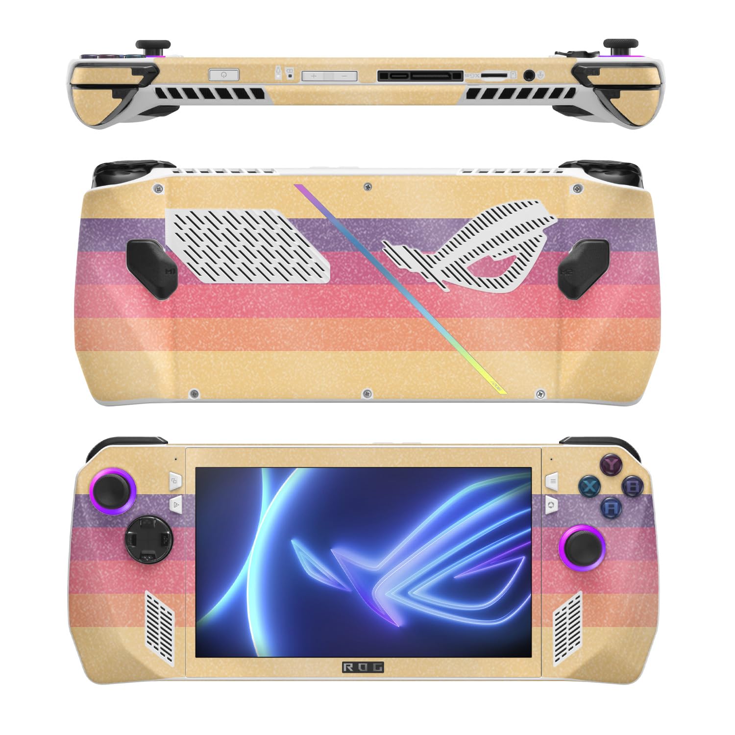 MightySkins Glossy Glitter Skin Compatible with Asus ROG Ally - Mellow Stripes | Protective, Durable High-Gloss Glitter Finish | Easy to Apply