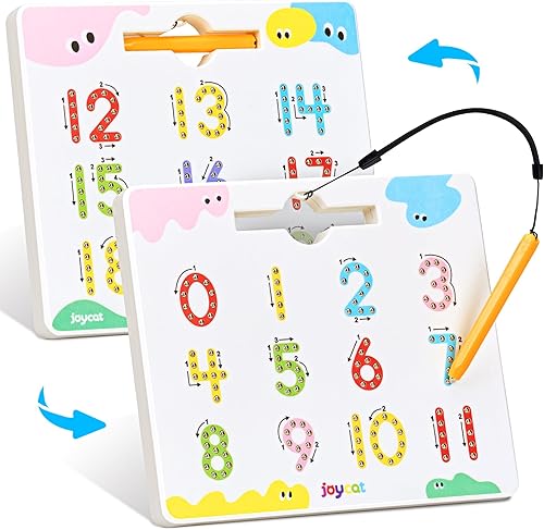 JoyCat Tabla magnética de doble cara para trazado de números, números 2 en 1, 1 a 20, juguetes de escritura para niños pequeños y niños,