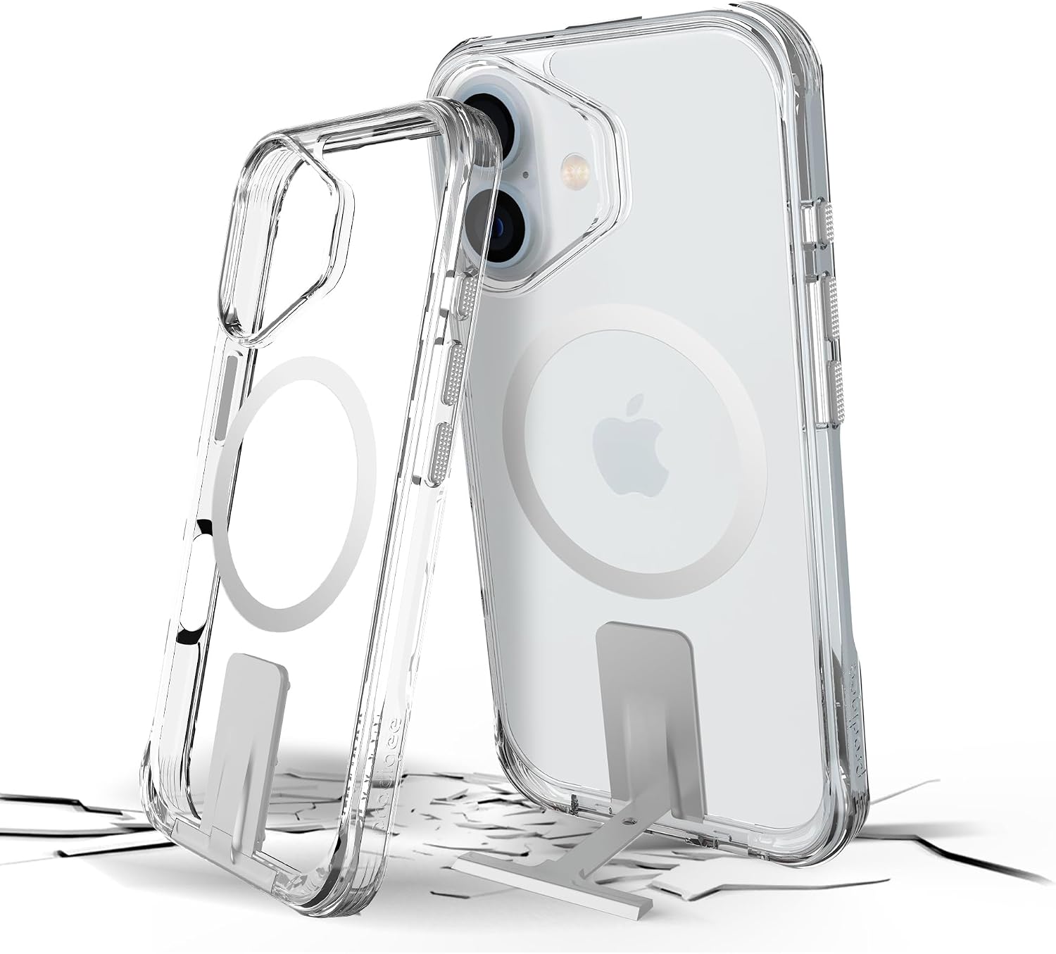 Prodigee iPhone 16 | Smooth + Kickstand | Drop Tested | Dual Layer Cover | Wireless Charging Compatible | Shockproof | Scratch Resistant (Clear, 16 (6.1))