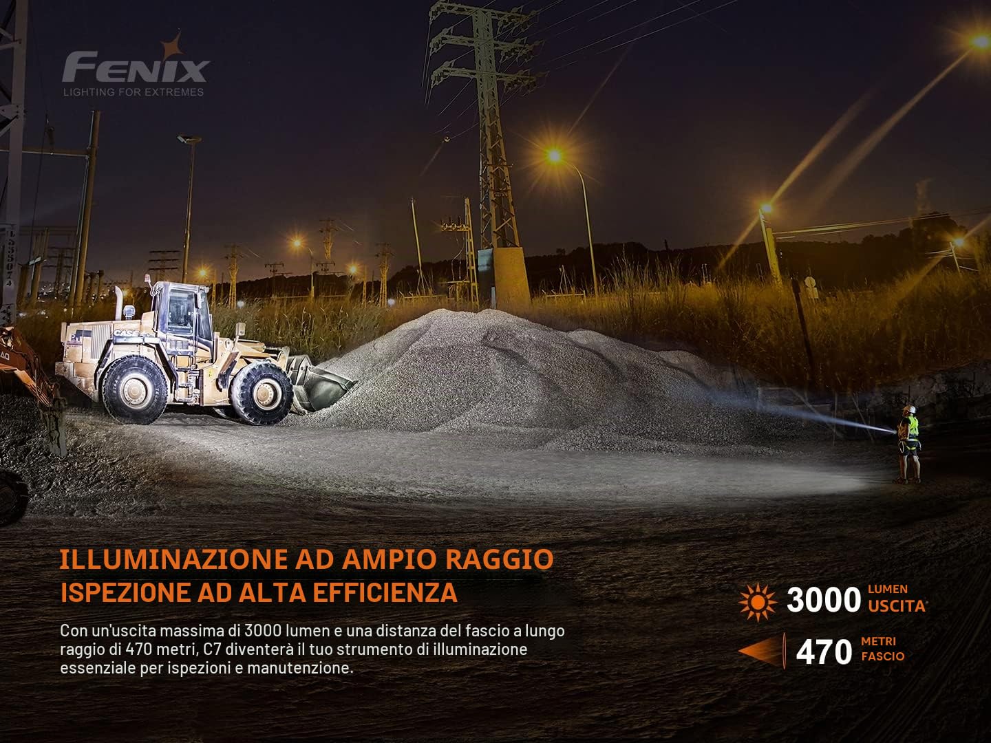 Fenix - Torcia rcaricabile C7 da 3000 Lumen