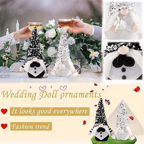 Miniatura 2 de 2 piezas de decoración de gnomos de boda, muñecas de pareja de gnomos de novia y novio, muñeca de compromiso para el día de San Valentín, muñeco de