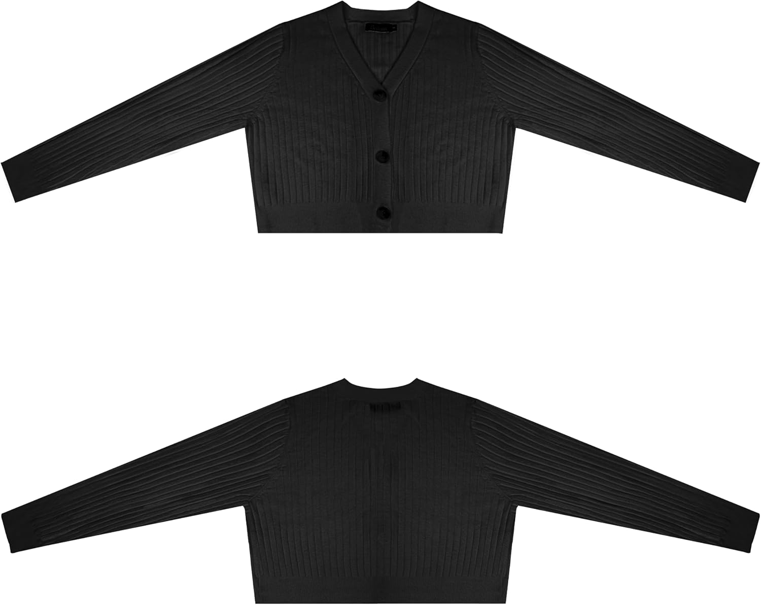 Women's Long Sleeve Cropped Cardigan Sweaters V Neck Solid Button Down Knit Bolero Shrugs - Image 4