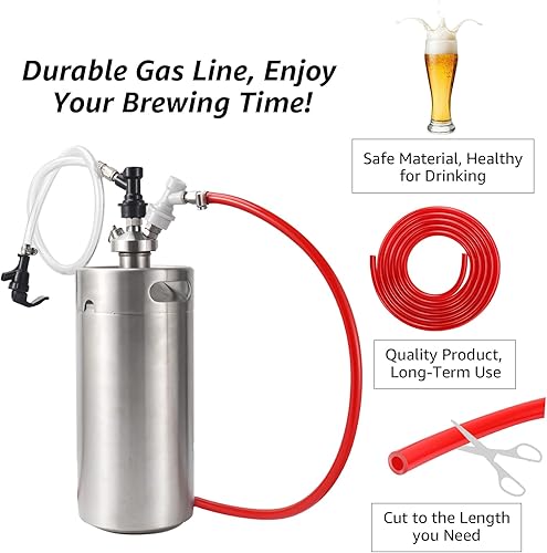 Miniatura 4 de Línea de gas de CO2 de cerveza de 10 pies con identificación de 516 pulgadas y sistema de sonda D de acero inoxidable para dispensador de barril de