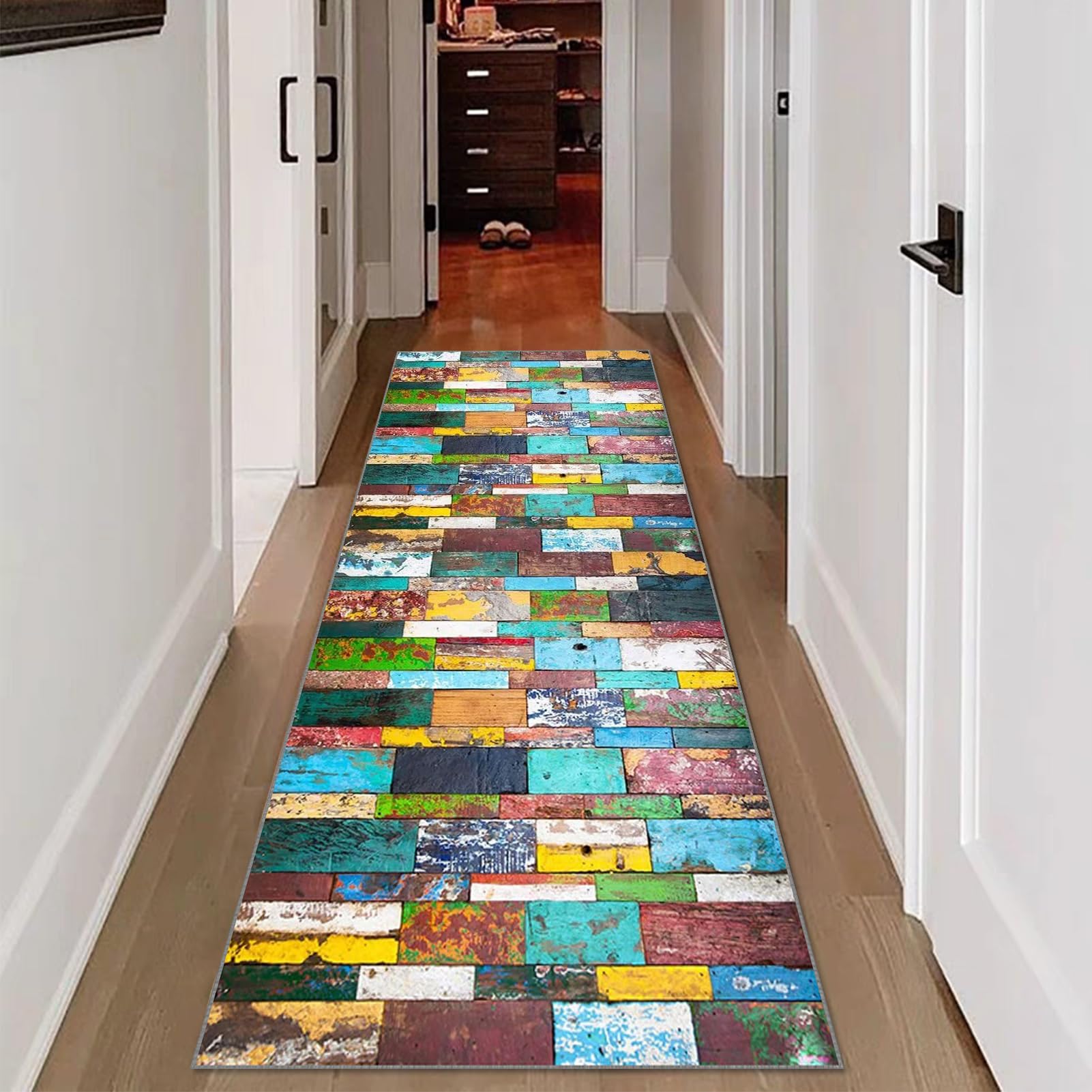RxueSug Hallway Runner, Long Narrow Hall Runner Rug 70 x 200 cm, Washable Hallways Carpet Runners, Kitchen Floor Mats, Modern Narrow Rugs for Corridor Bathroom Living Room Bedroom Laundry Room