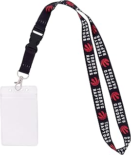 Toronto Raptors Lanyard ID Badge Holder NBA Car Keys Keychain Snap Buckle National Basketball Association (Design 2 with Pouch), White, One Size