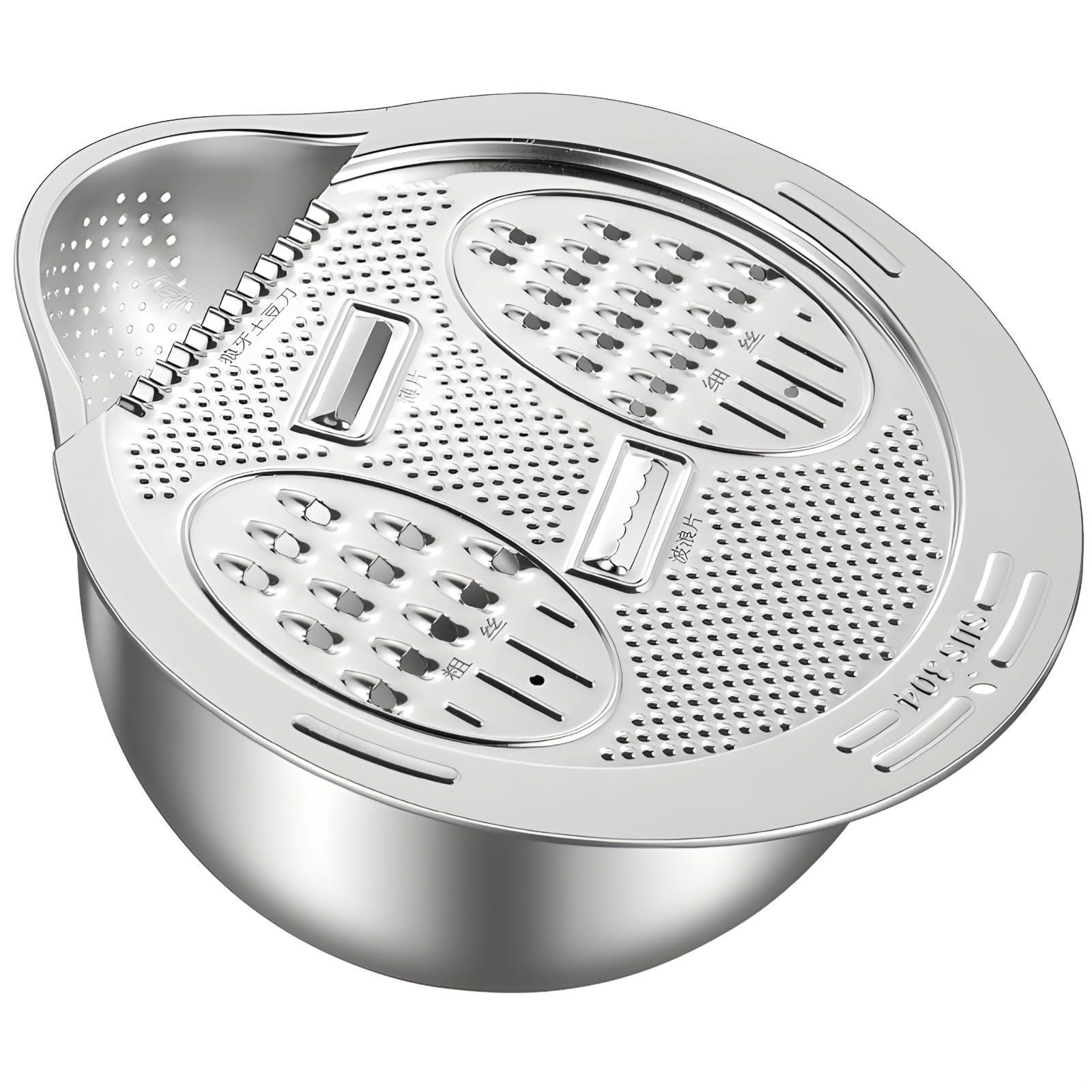 Cuvette à riz en acier inoxydable 304 durable avec râpe intégrée pour légumes