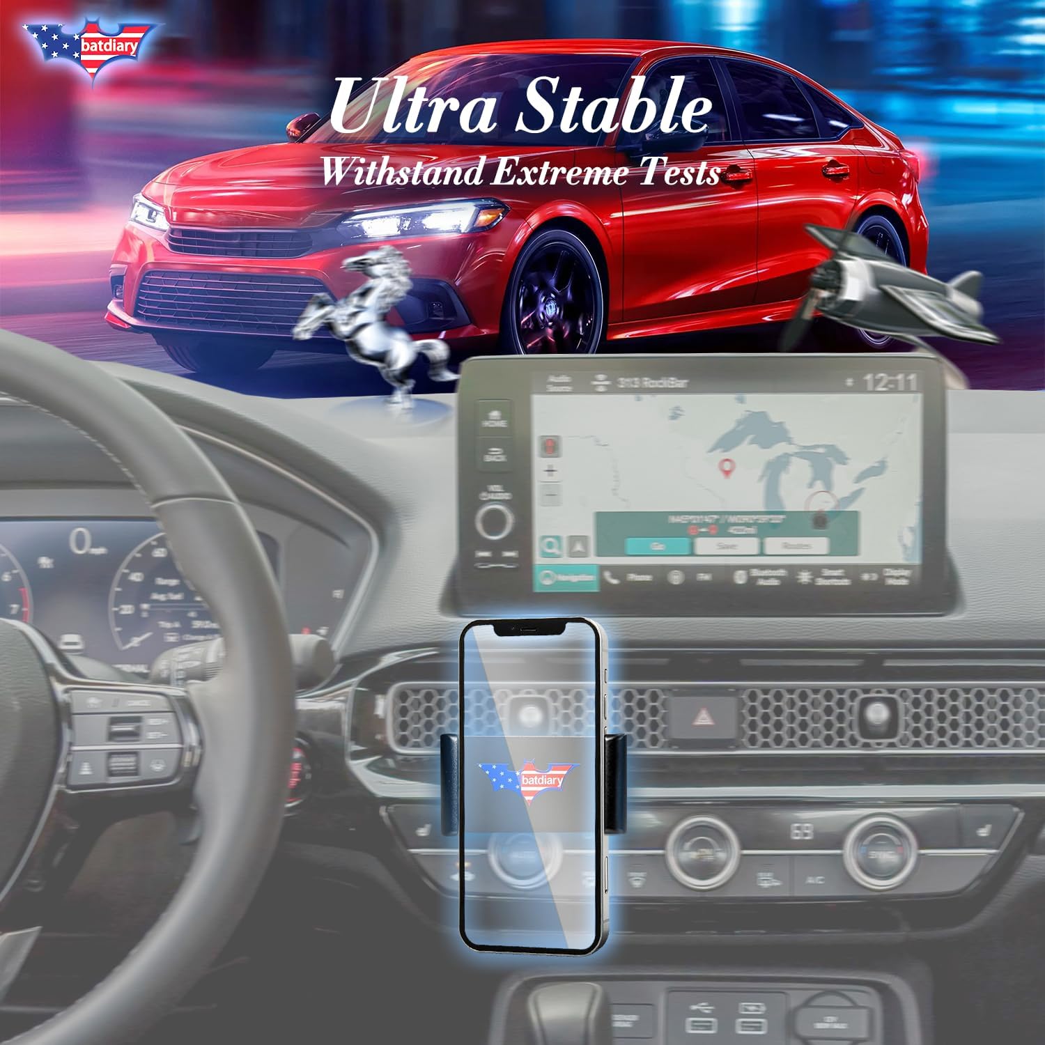 2026 CRV Civic Vent Phone Mount for Honda CRV 2023-2026 | Civic 2022-2026 Accessories | Aluminum Telescopic Air Vent Phone Holder |Thick Case Friendly Car Mount for iPhone 16/15 Pro Max, Galaxy S24