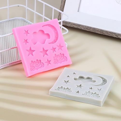 Miniatura 3 de Moldes de silicona con forma de nubes de luna y estrella, moldes de caramelo para bricolaje, pasteles, fondant, galletas, nubes, fondant, luna para