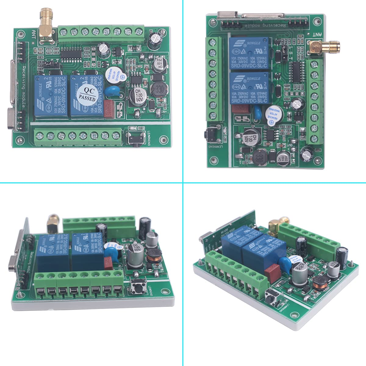 12V 24V 36V 2CH Télécommande de porte de garage universelle Interrupteur 433Mhz Moteur à large plage avant et arrière, Interrupteur sans fil à 2 canaux clavier de porte de garage (2* contrôle 433Mhz)