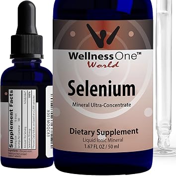 مكمل السيلينيوم السائل من WellnessOne - قطرات سائلة من السيلينيوم المؤين 70 ميكروغرام - مضاد للأكسدة ، دعم القلب والأوعية الدموية والمناعة - الولايات المتحدة الأمريكية تم اختباره ، نباتي ، غير معدّل وراثيًا ، خالي من الغلوتين ، غير بنكهة - 1.67 أونصة سائلة