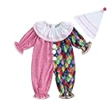 Mokoggiri Toddler Boy Girl Ugly Romper Contrast Color Long Sleeve Ruffle Jumpsuit with Hat Infant Baby Halloween Clothes