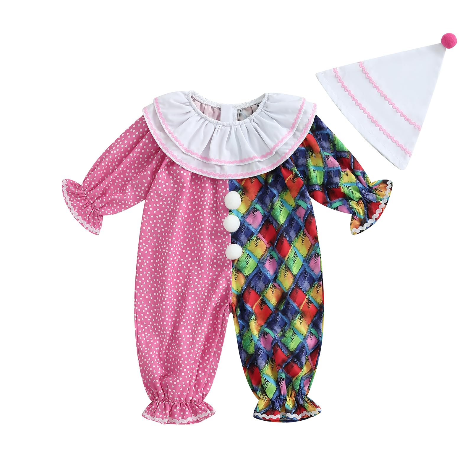 Nsywmzy Baby Girls Clown Outfit Halloween Long Sleeve Romper Dress