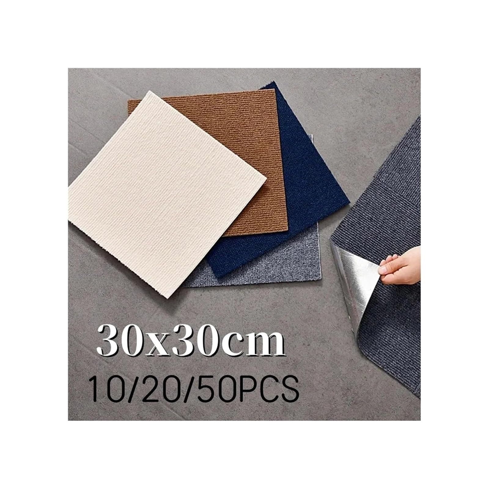 Dalles de moquette autocollantes, Dalles De Moquette Autocollantes 30x30cm Multicolore Paquet 50(Grey-20pcs)
