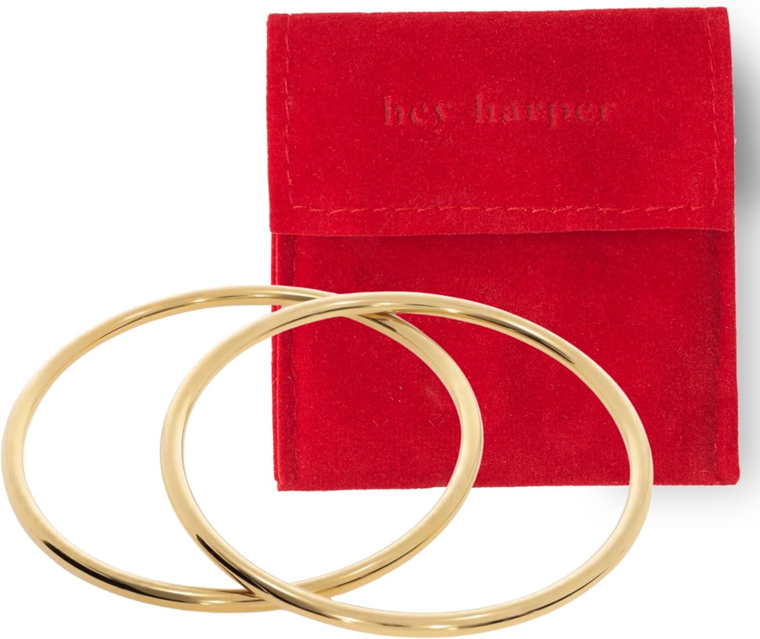 Hey Harper Gold Cuff Bracelet - Bangle Trendy Chunky Non Tarnish Gold Cute Stackable Waterproof Bracelet - Gift for Women - Simple Minimalist Unique Statement Jewelry