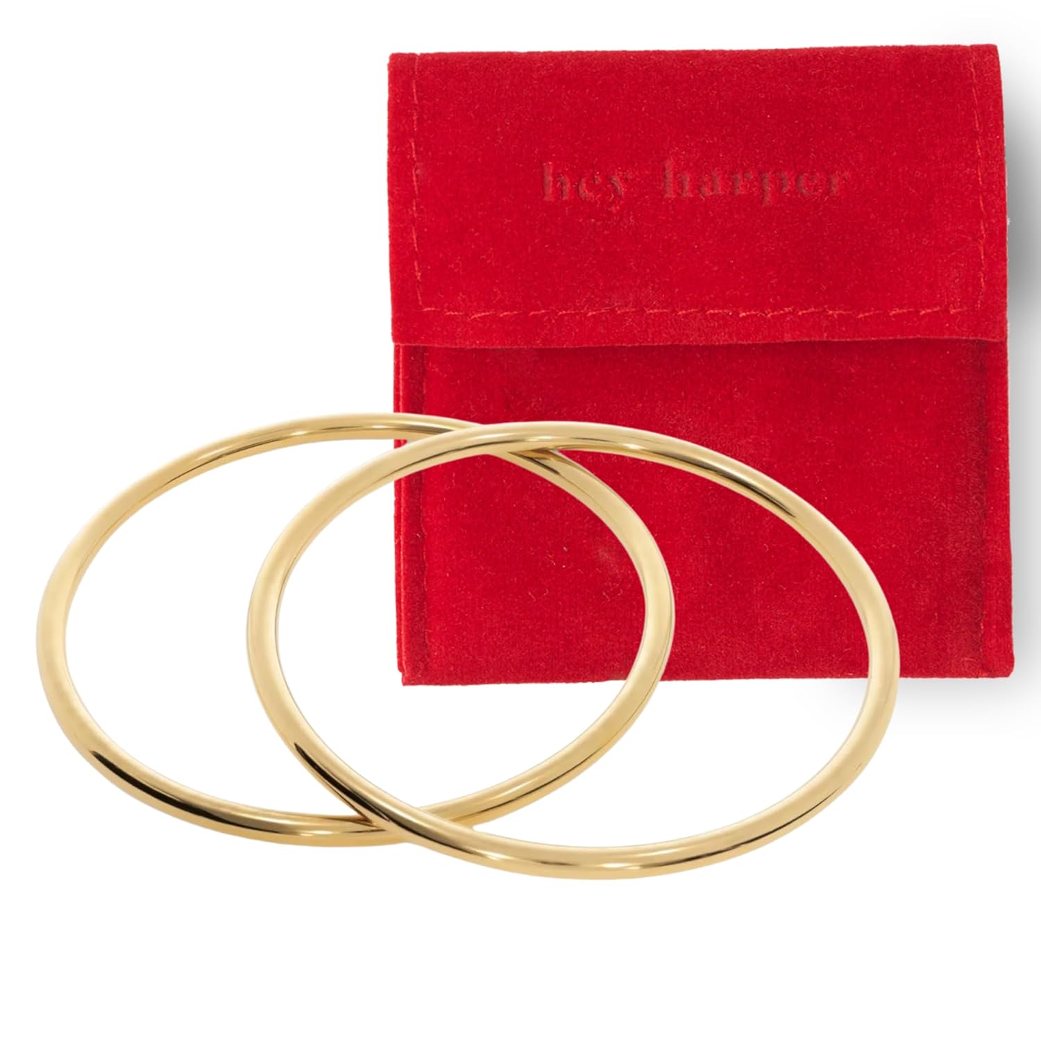 Hey Harper Gold Cuff Bracelet - Bangle Trendy Chunky Non Tarnish Gold Cute Stackable Waterproof Bracelet - Gift