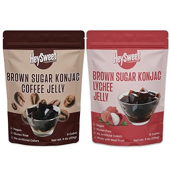 HeySweet Jelly Bundle - 2 packs Coffee & Lychee Konjac Jelly Dessert 8 Counts Each, 16 Total
