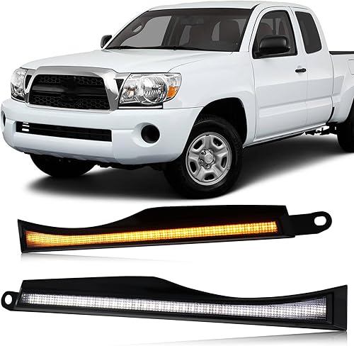 Switchback - Faro delantero LED blanco/ámbar DRL ámbar secuencial intermitente compatible con Toyota Tacoma 2005-2011 parachoques delantero de