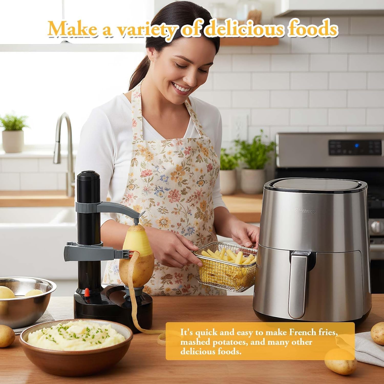 ele ELEOPTION Sbucciapatate elettrico multifunzione elettrico frutta mela pelapatate rotante automatico strumento per sbucciare la cucina nero