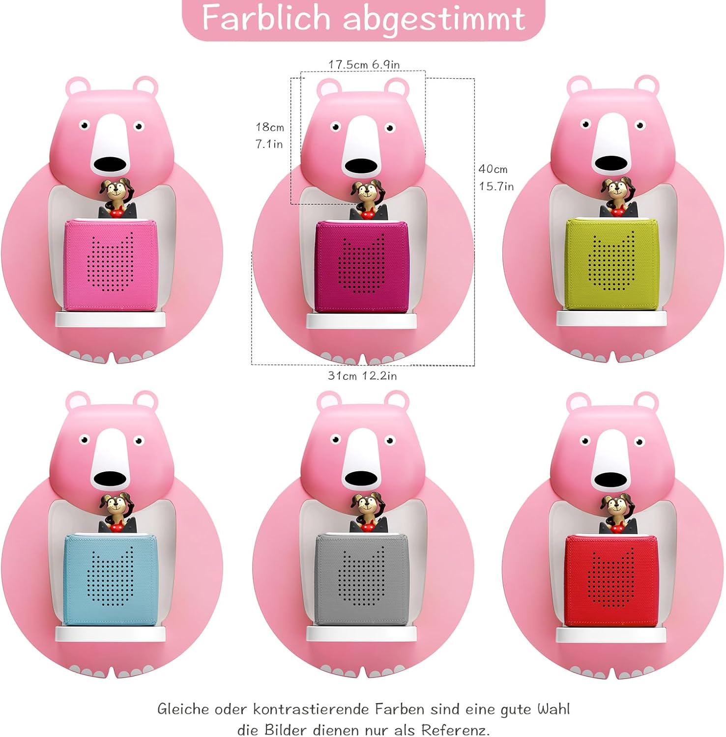 TonieBox Storage,Tonies Storage Shelf,Creative Bear Design Children's Magnetic Tonies Shelf,30-40pcs Tonies Figures Floating Shelf for Tonies Figures Display (Pink).
