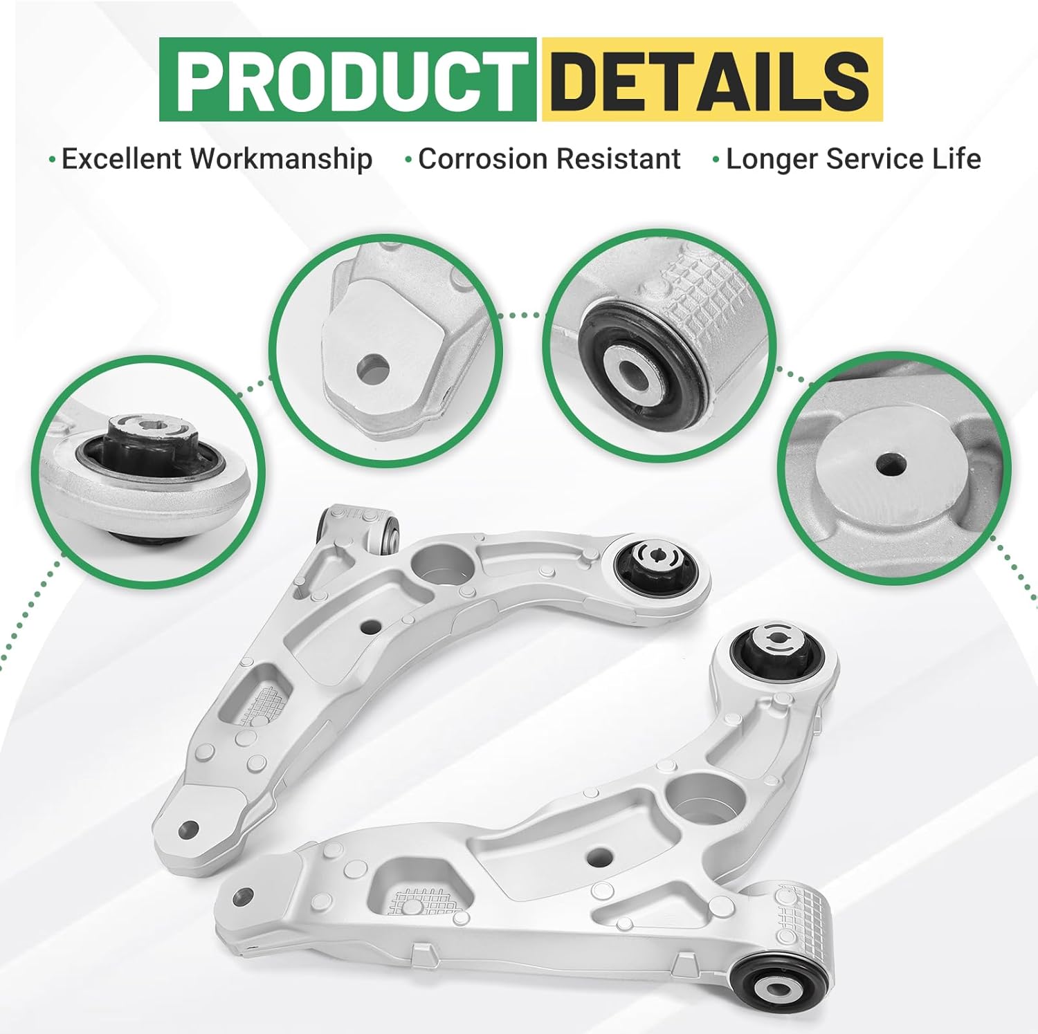 Front Left & Right Lower Suspension Control Arm Set Compatible with 2019-2023 Jeep Cherokee 2.0L 2.4L 3.2L L4 V6, Replace K643774 K643775 68285992AF RK643775 68285991AF RK643774