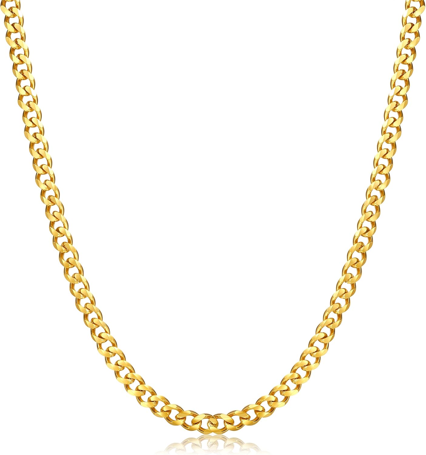 Fiusem 5mm Silver Tone /14k Gold Plated Cuban Link Chain for Men, Mens Chain Necklaces, Stainless Steel Chain Necklaces for Men Women, 3.5/4/5mm