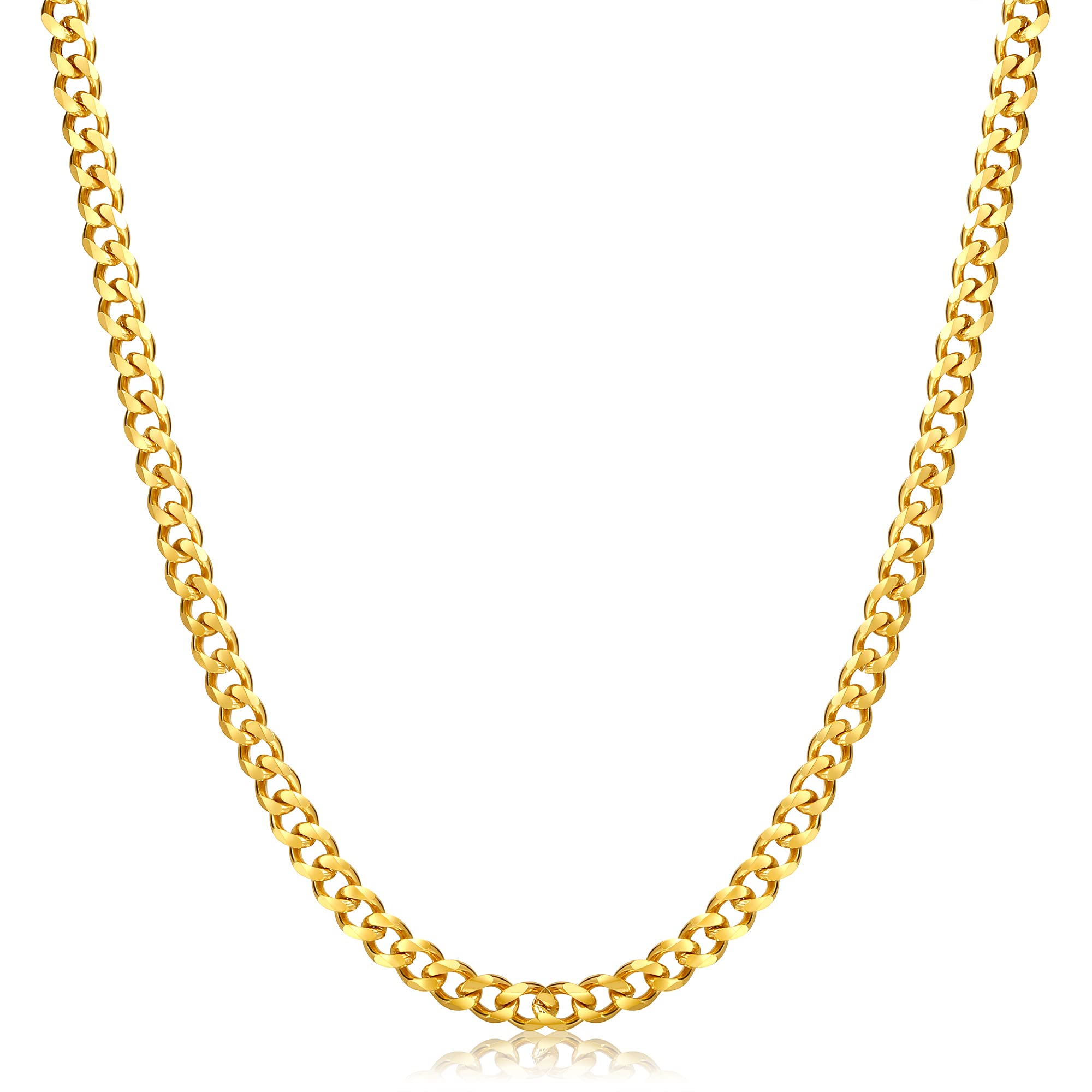 Fiusem 3.5mm Cuban Link Chains for Men, Silver Tone/Black/14K Gold Plated Stainless Steel Necklace Chain, Mens Necklace 16, 18, 20, 22, 24, 26, 28 Inch