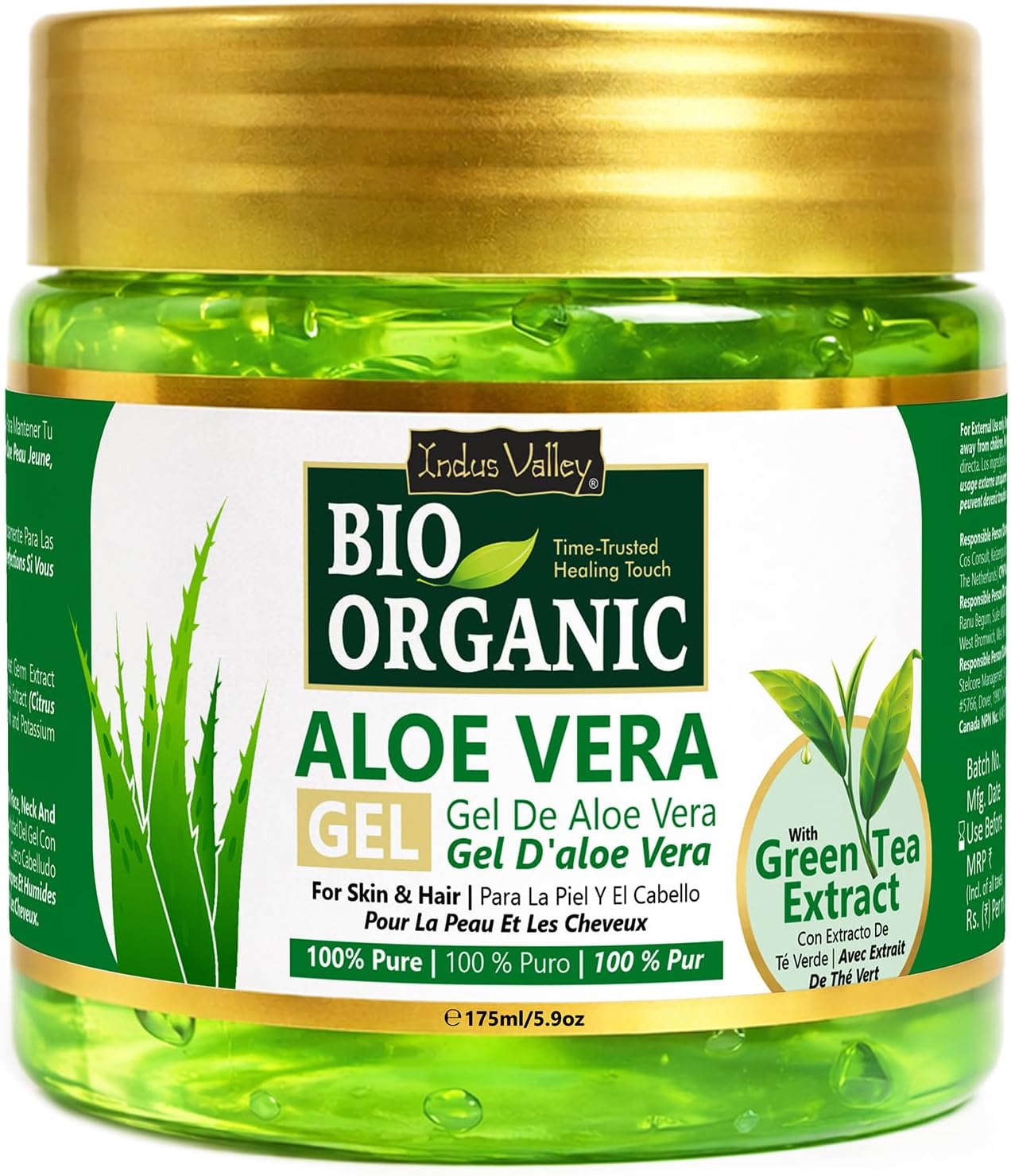 INDUS VALLEY Bio Organic Hair Color Protection Aloe Vera Gel with Argan Oil 175 ml Hair Nourishes Aloe Vera Gel For New Hair Growth Moisten Hair and Scalp | Goodness of 4 organic ingredients