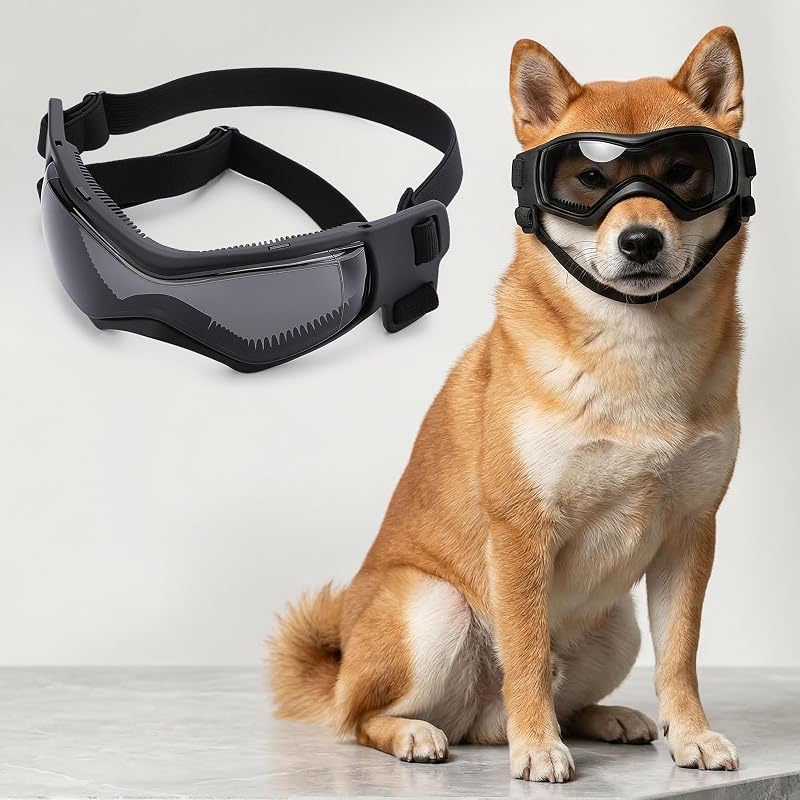 Óculos de Sol para Cães Ownpets com Proteção UV e Tira Ajustável, Tamanho Médio, Black