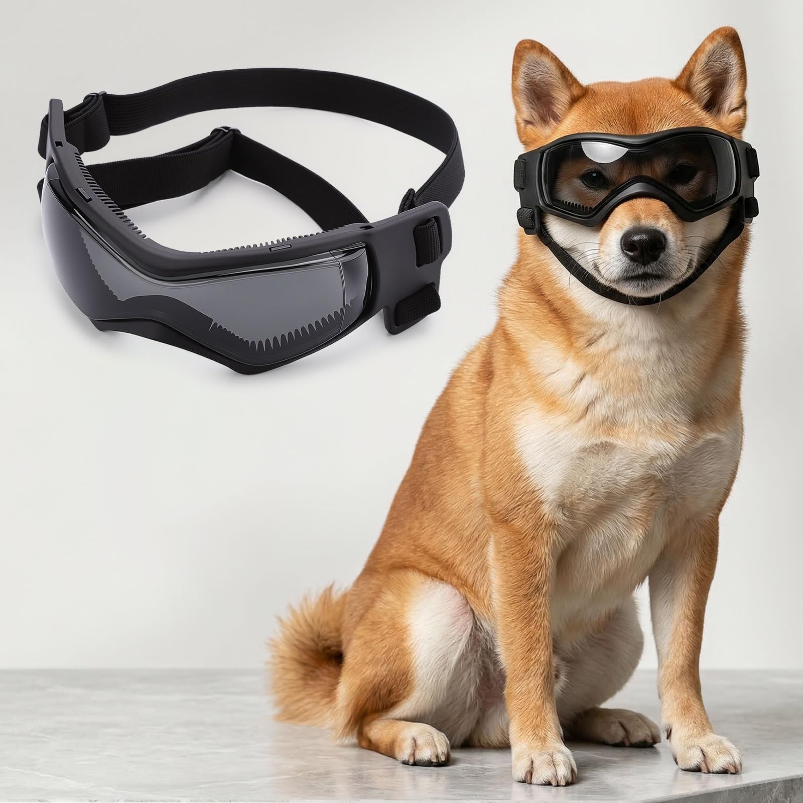 Goggles for Dogs, Ownpets Dog Glasses UV Protection Goggles Snow Protection Wind Protection Dust Protection with Adjustable Strap (Black, Medium)