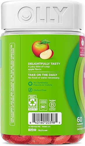 Miniatura 9 de OLLY Anillos de gomitas para el metabolismo, suplemento masticable para el metabolismo y la energía celular,* vinagre de sidra de manzana, vitamina