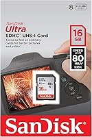 SanDisk Ultra 16GB Class 10 SDHC UHS-I Memory Card - 80MB/s Read Speed, Waterproof Shockproof for Full HD Video & Photos
