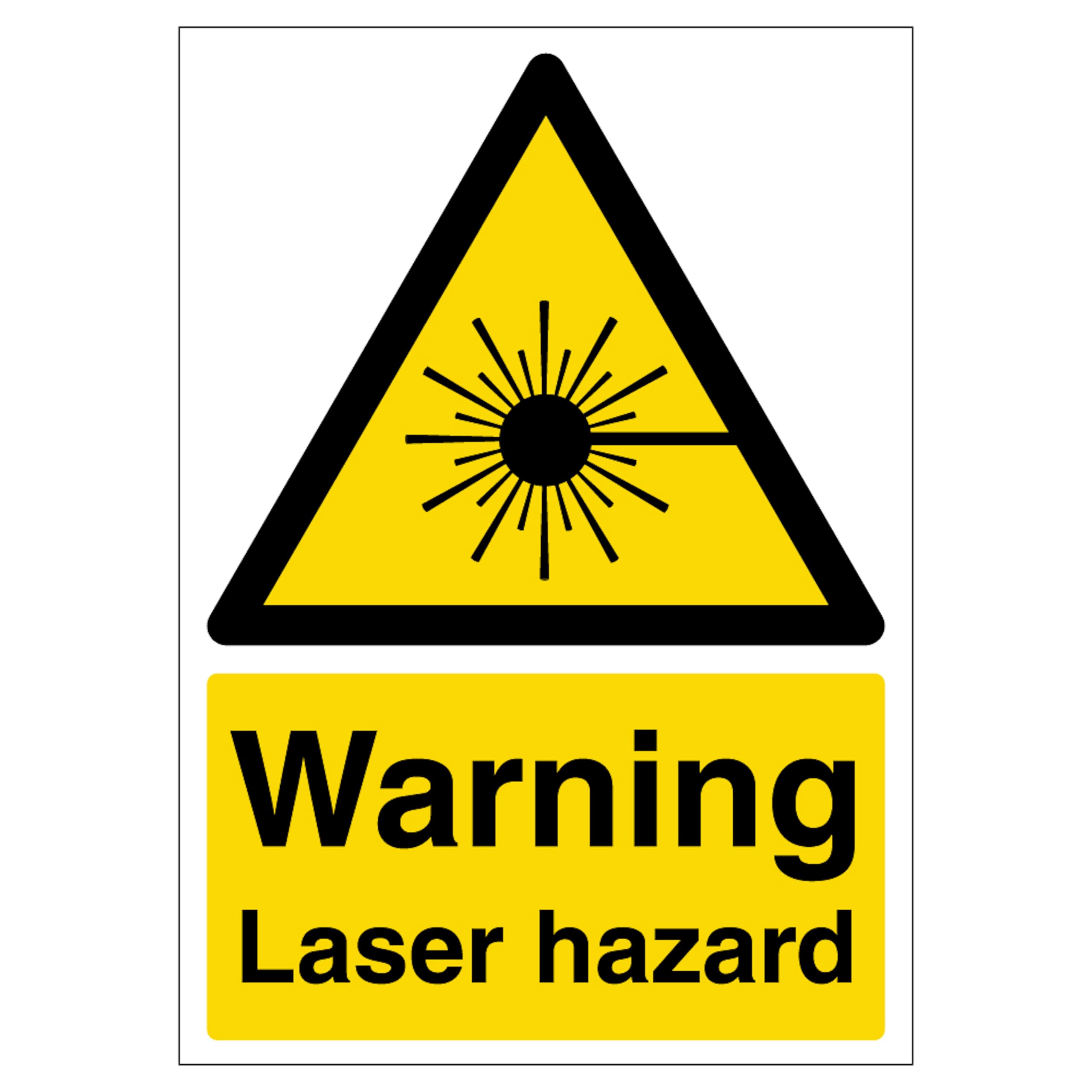 Warning Laser Hazard - Portrait 210 x 297 mm (A4) - 1mm Rigid Plastic