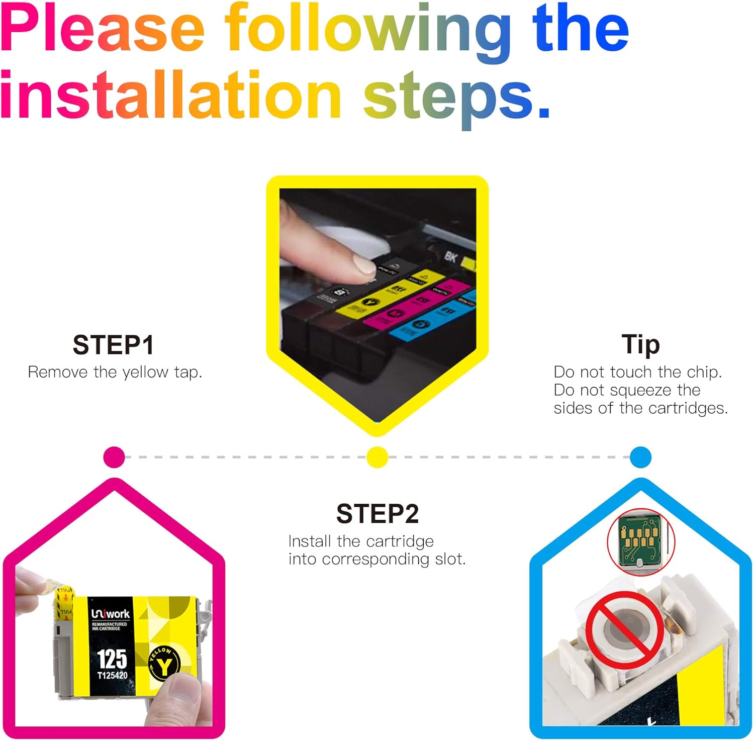 Crеаtіvе Prоduсt Uniwork Remanufactured Ink Cartridge Replacement for Epson 125 T125 use for NX125 NX127 NX130 NX230 NX420 NX530 NX625 Workforce 320 323 325 520 Printer Tray (4 Black 2 Cyan 2 Magenta 2 Yellow 10 Pack