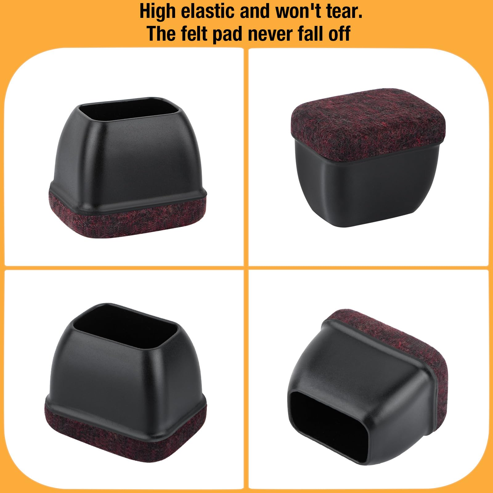 32 protectores rectangulares para patas de silla, protectores de silicona para patas de silla para suelos de madera dura, cubierta de patas de silla de alta elasticidad para silla, mesa, escritorio,
