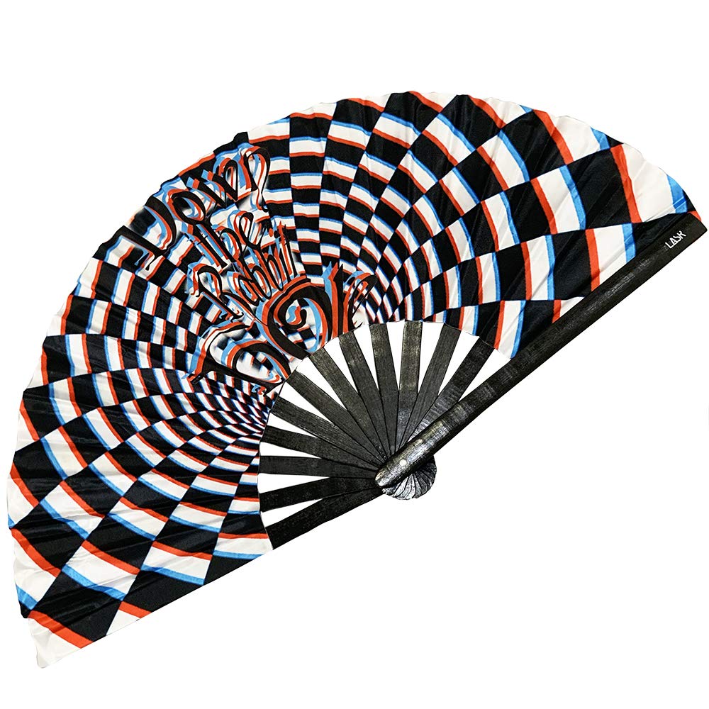 Psychedelic Rabbit Festival Hand Fan, Multi, Rave Gear, Exclusive