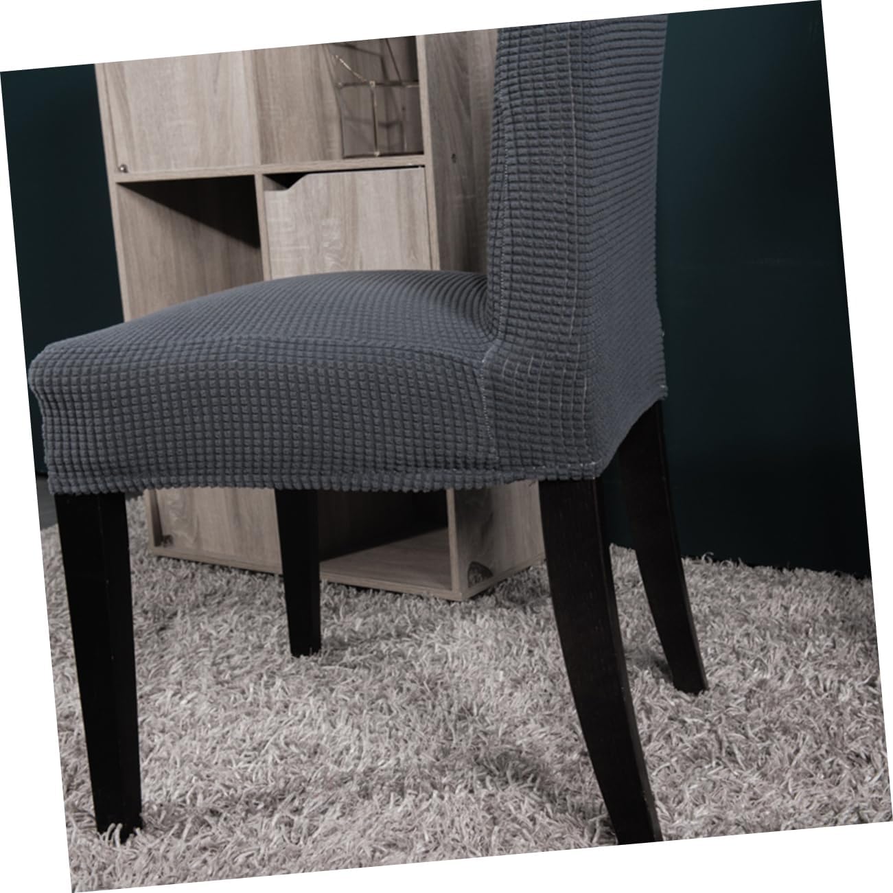 6pcs Dining Chair Seat Covers Stretchy Slip Cover Elastic Full Body Protector for Home Office Grey