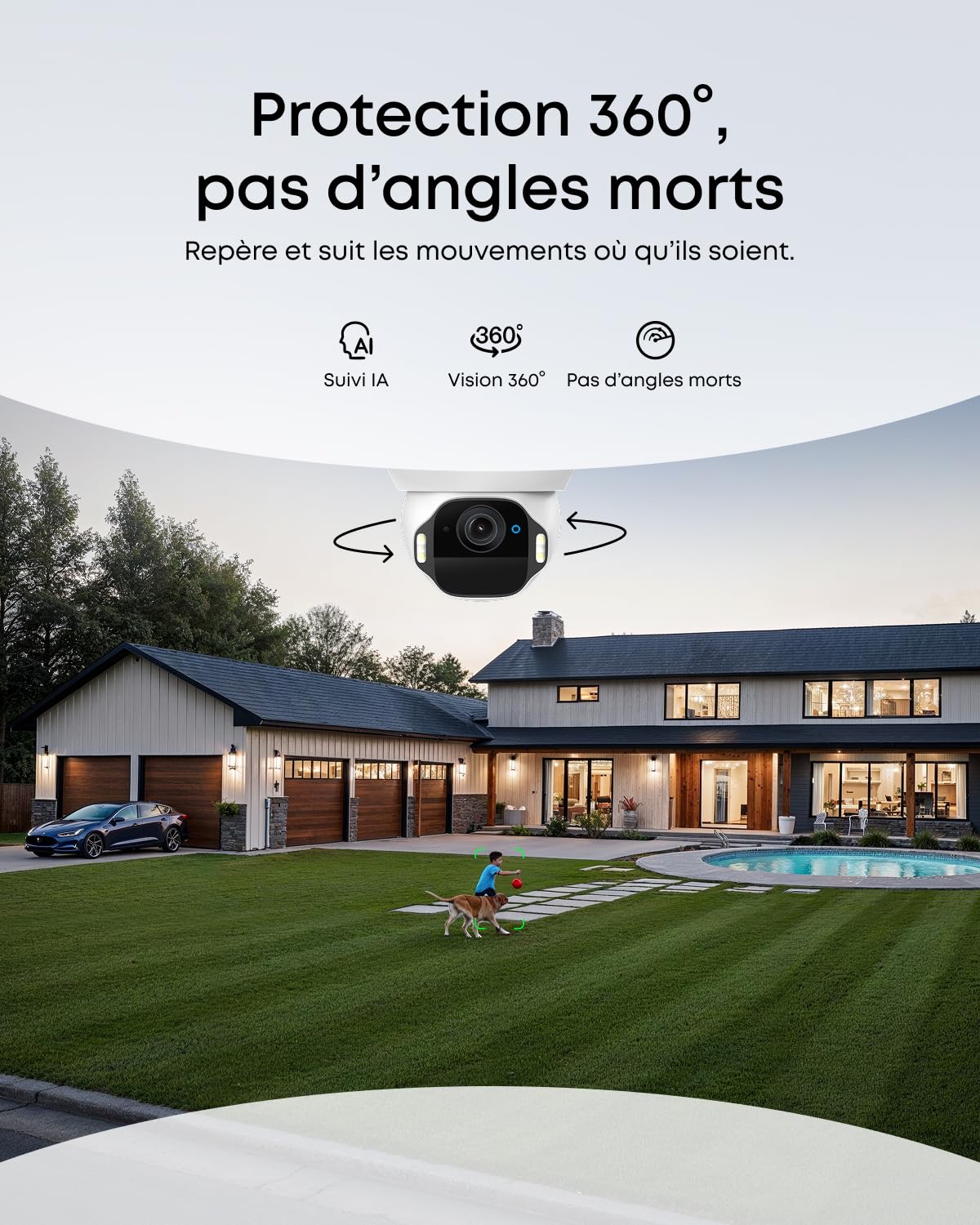 eufy Security SoloCam E42, caméra Solaire 4K sans Fil pour Dehors, Suivi IA, Stroboscope,Camera Surveillance WiFi, Reconnaissance faciale,Stockage Local Jusqu’à 14 TB