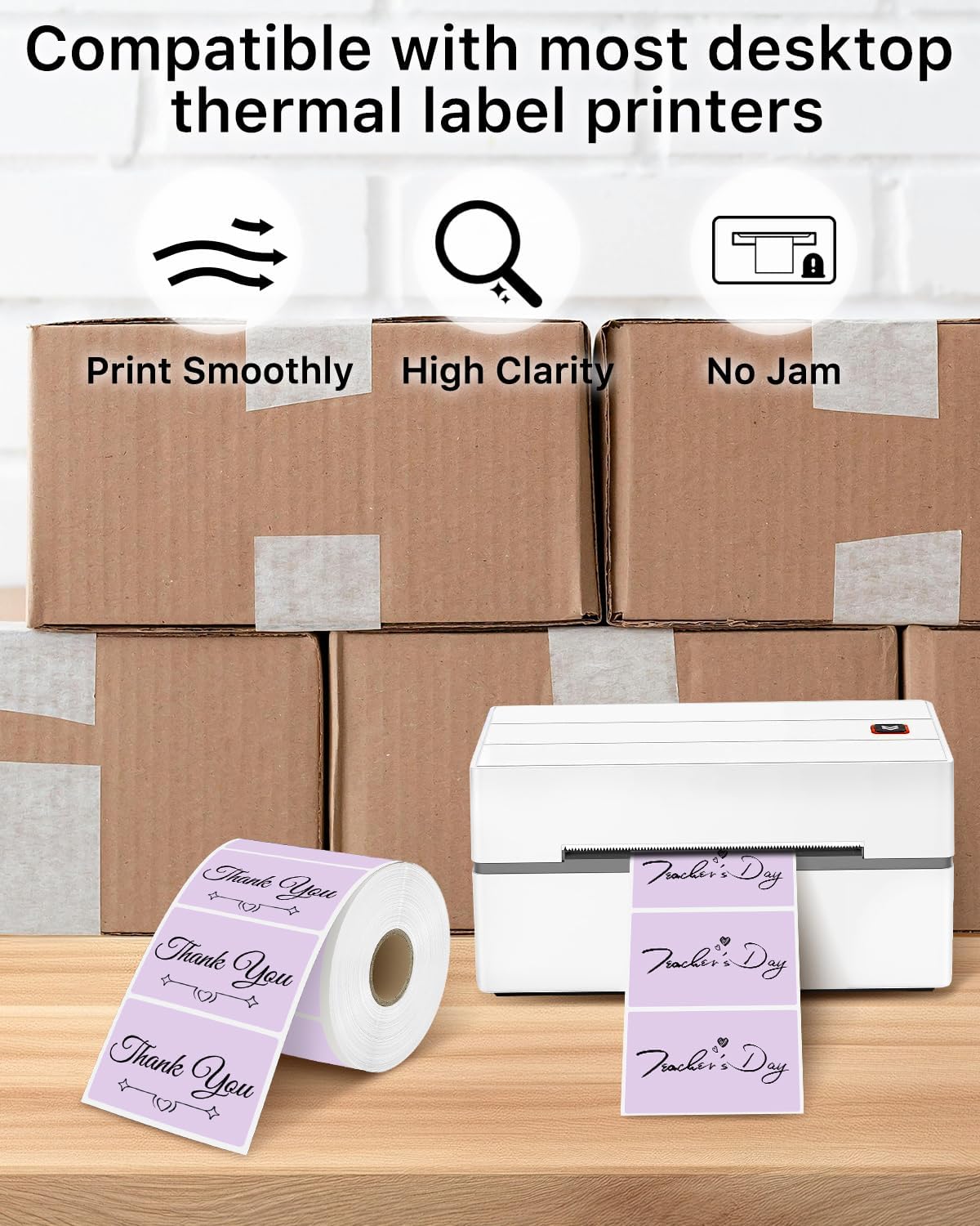 iEager 3" x 2" Thermal Labels, Rectangle Thermal Printer Stickers, Self-Adhesive Durable Sticker with Perforation Line, 500 Labels/Roll, Purple - Image 4