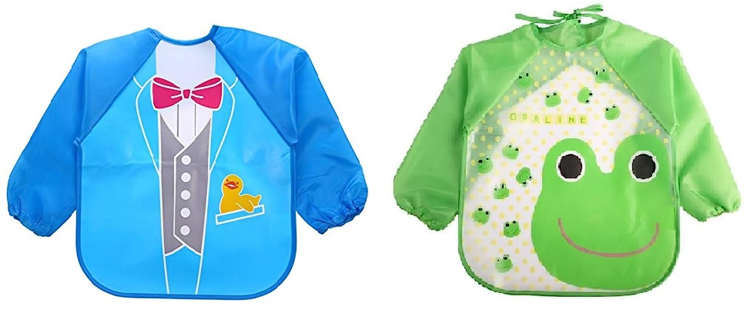 MOMISY Waterproof Smock Painting Apron for Kids Full Sleeve Feeding Bib for Babies Cartoon Animal Art for Infants Toddler Boys Girls