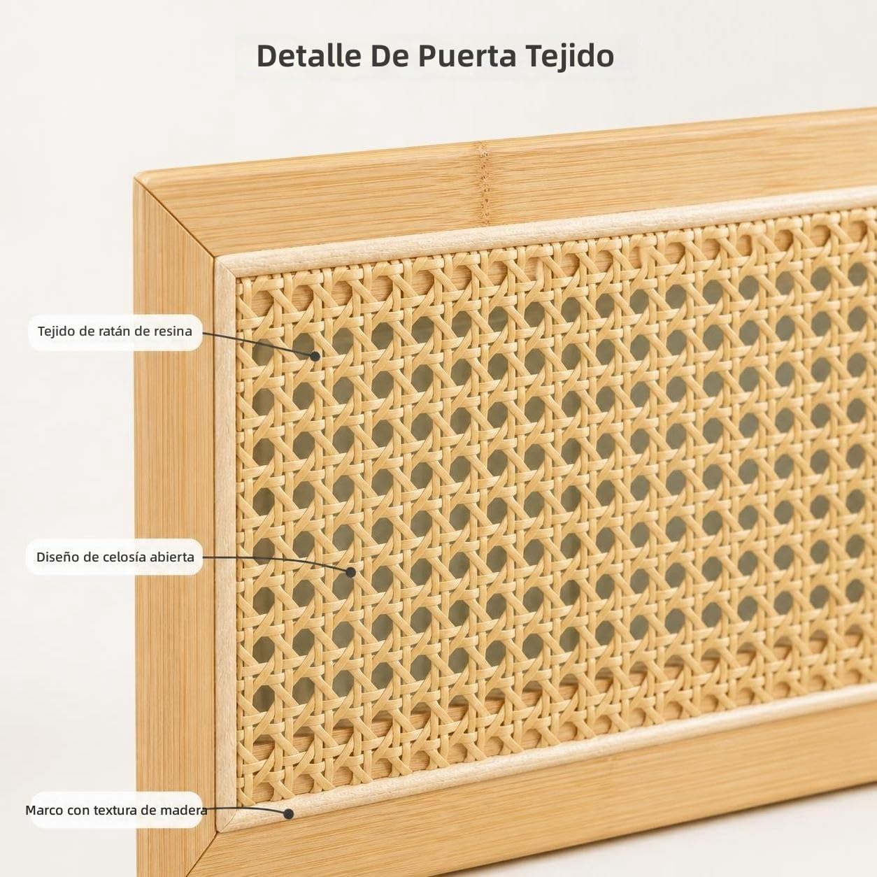 Set Tavolino da Salotto e Mobile TV Stile Giapponese, Mobile Basso con Ante Scorrevoli Intrecciate in Rattan per Piccoli Spazi