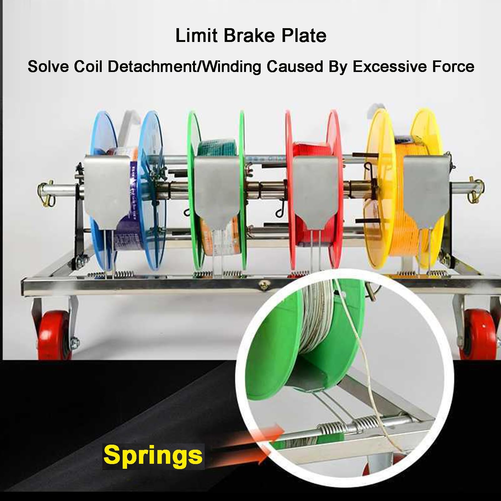 4/5/6 assi avvolgicavo carrello multi-mulinello con ruote, per officine e cantieri