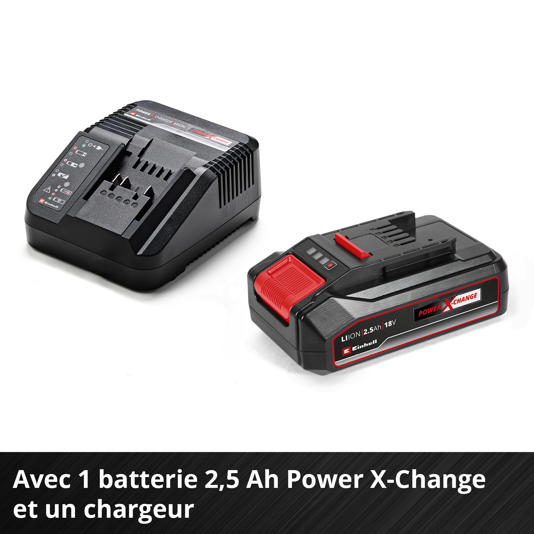 Einhell Perceuse-visseuse à percussion sans fil TE-CD 18/44 Li-i (1 x 2,5 Ah) Power X-Change (18 V, 44 Nm, perçage à percussion, mandrin métallique 13 mm, 2 vitesses, avec batterie 2,5 Ah et chargeur)