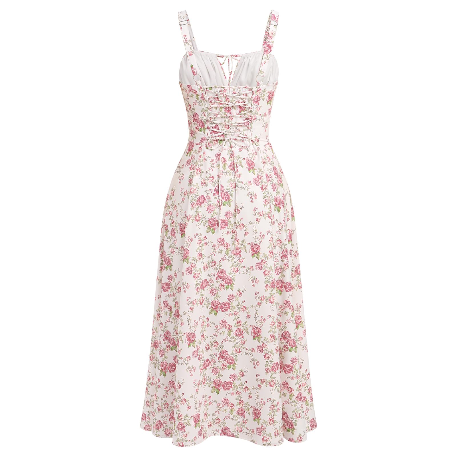 OMEWEE Vestido de verano para mujer, sexy, sin mangas, tirantes delgados, vestido casual, corsé floral, vestido largo de verano, bohemio, vestido maxi de línea A, vestido de playa con abertura
