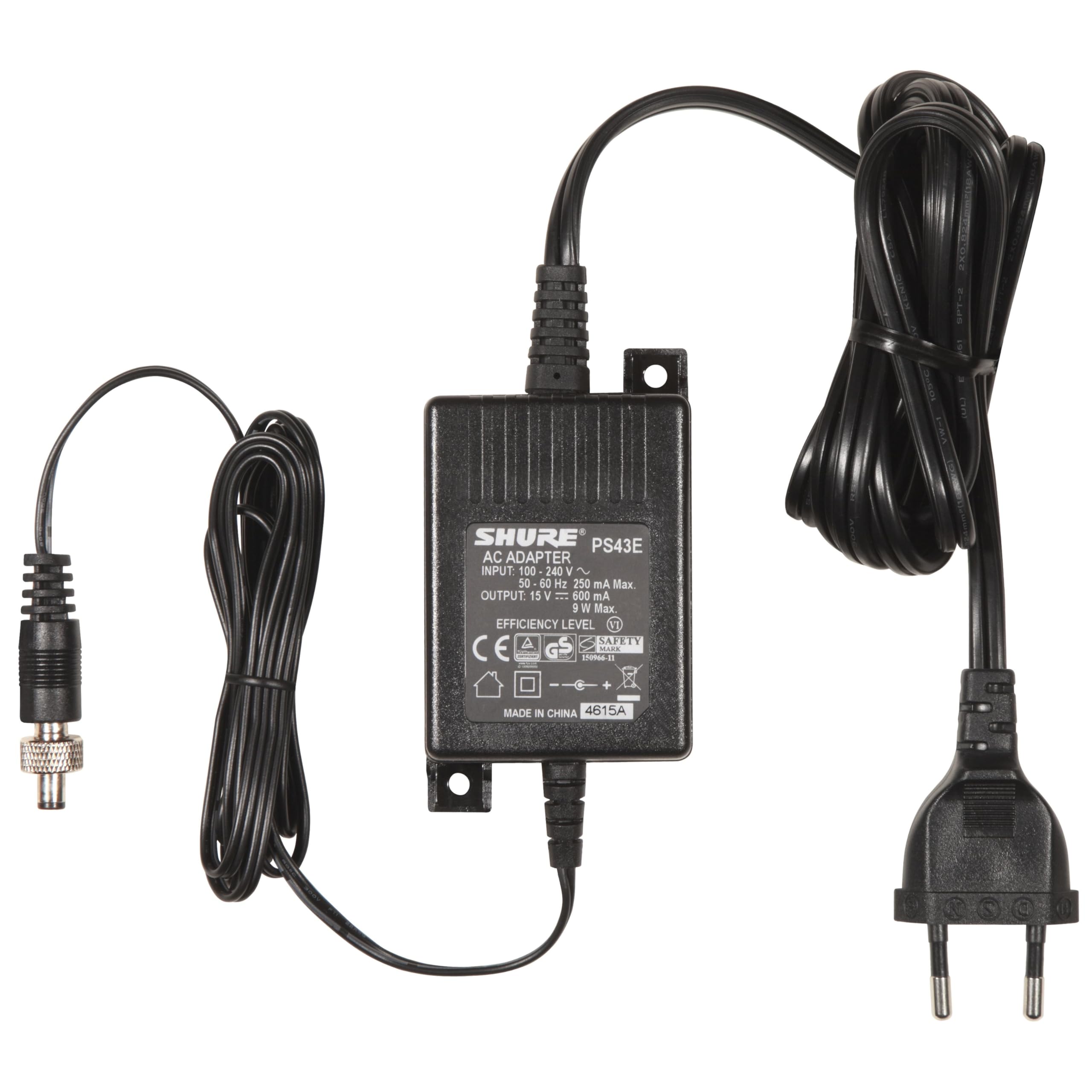 Shure PS43E 15V DC chargeur EU avec languettes de montage intégrées