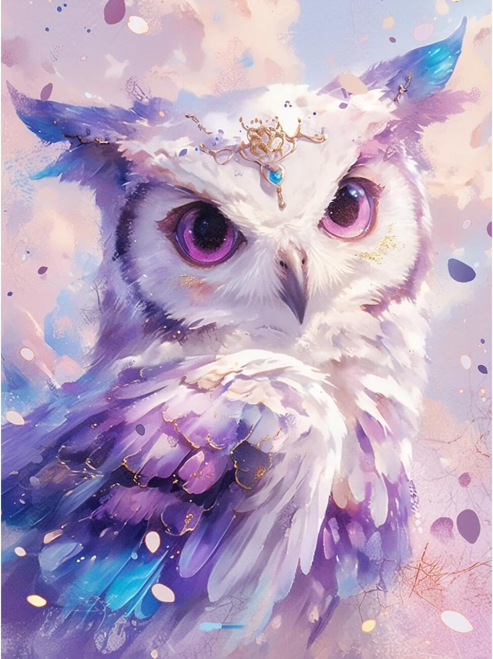 Henypt Cross Stitch Kits for Adults Fantasy Owl Animal DIY Needlepoint Set for Beginners The Elderly with Accessories Home Wall Decoration 14CT 30x40cm
