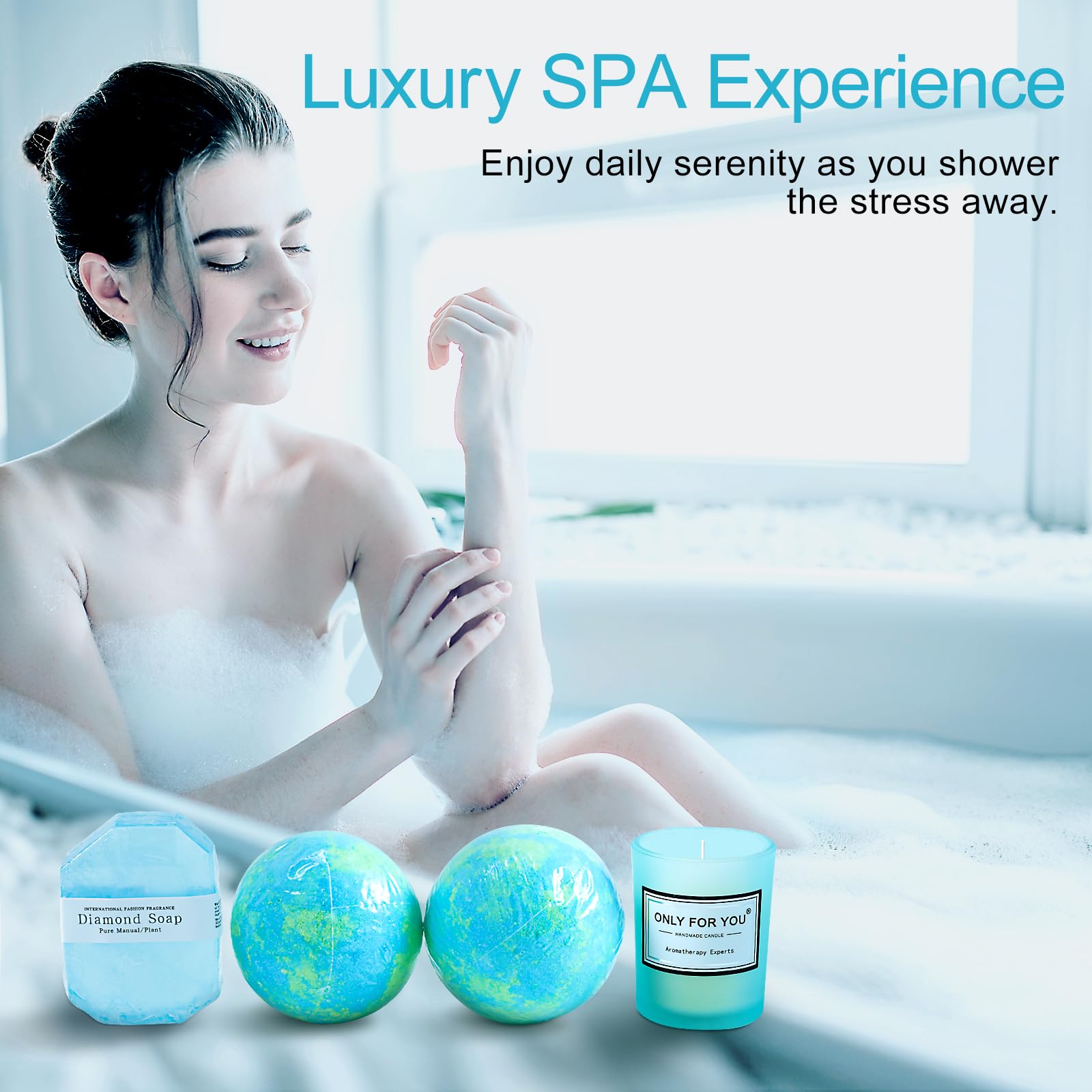 Regalos de tortuga marina para mujeres, regalos de cumpleaños para mujeres, caja de regalo de relajación única para ella, juego de cesta de regalo de spa relajante, regalo de tortuga azul, 10 piezas