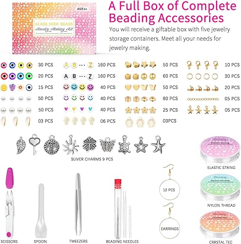 Miniatura 6 de Juego de pulseras de la amistad de cuentas de cristal de 0.157 in, 15500 unidades, 96 colores, 60, cuentas pequeñas para hacer pulseras, pulseras de