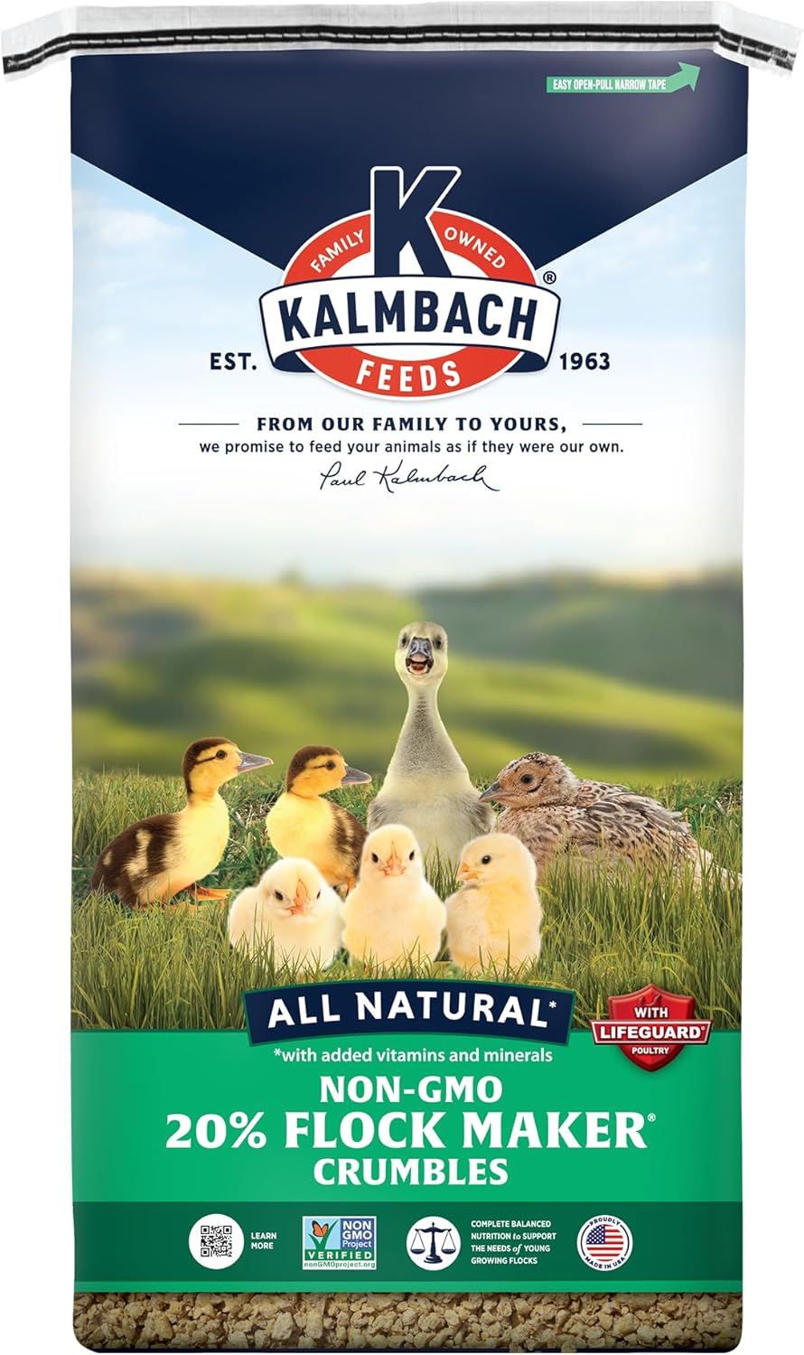 Kalmbach Feeds 20% Non-GMO Flock Maker Crumble Feed for Mixed Flocks of Poultry, 50 lb Bag