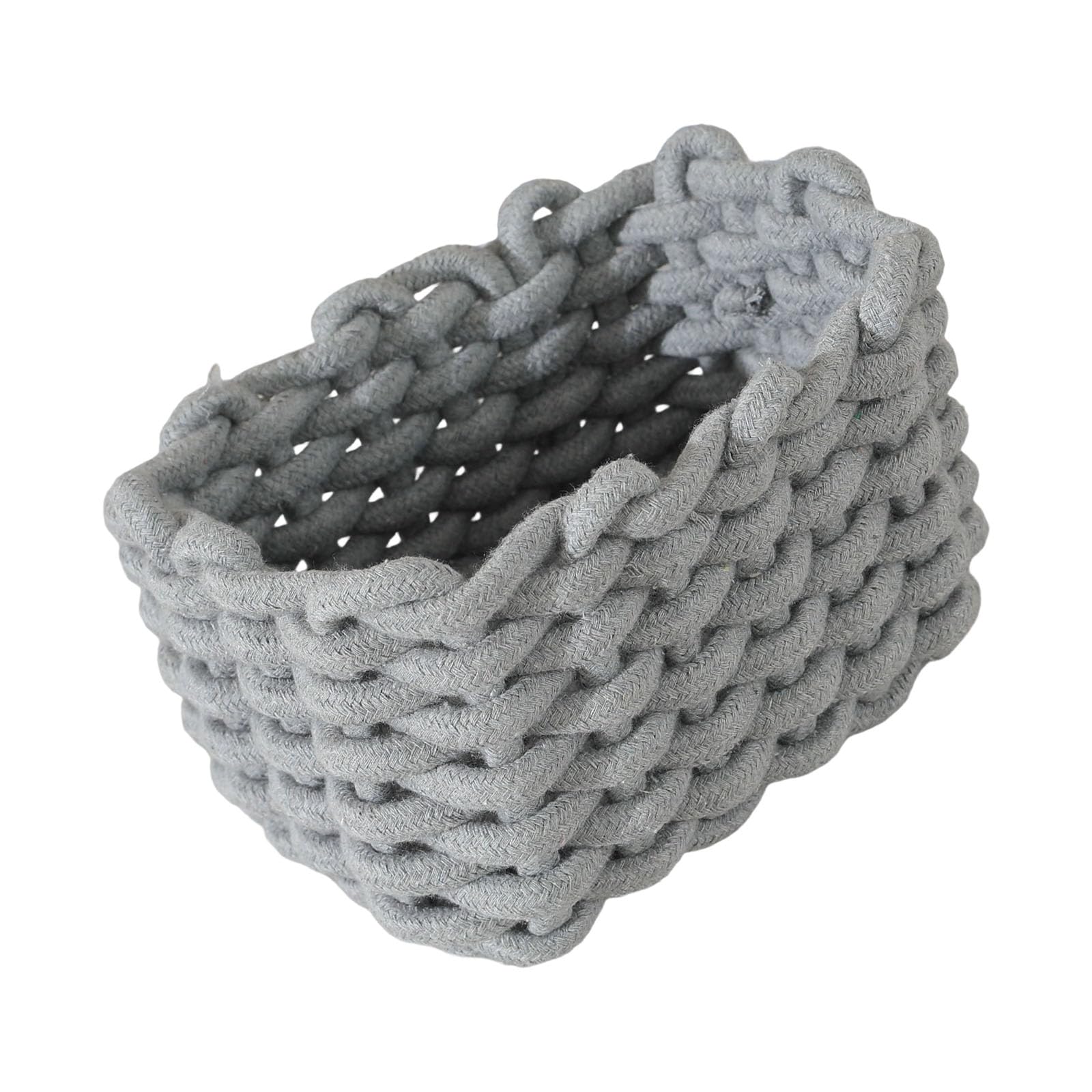 Kalttoy Artisanal Cotton Rope Decorative Basket Fabric Storage Planner for Telecommute Thin Kids Bedroom Answer Cotton Rope Storage Basket