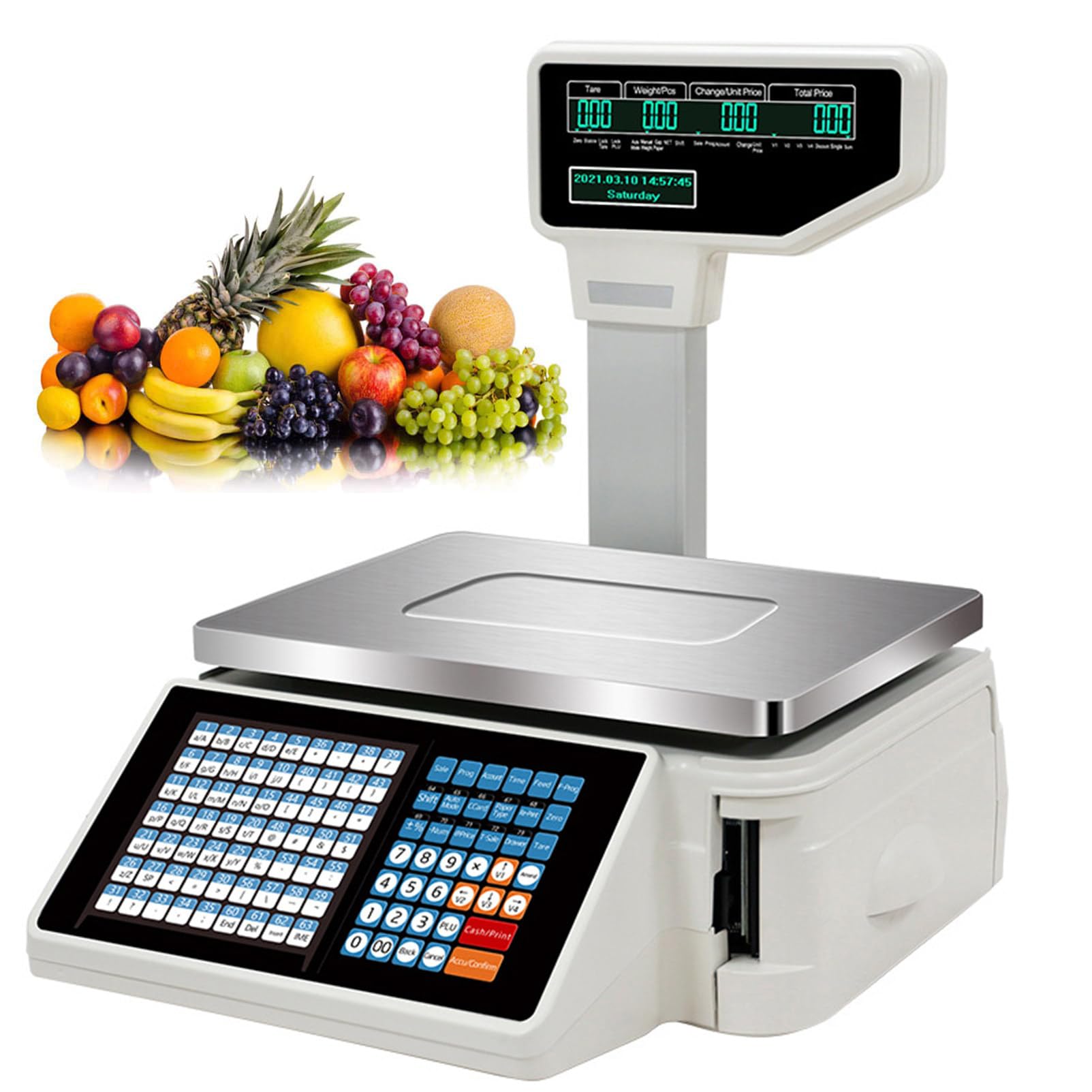 LYDZUSDP Supermarket Barcode Label Printing Scale,Cash Register Scale with LCD Display for Supermarket Trade(Machine)